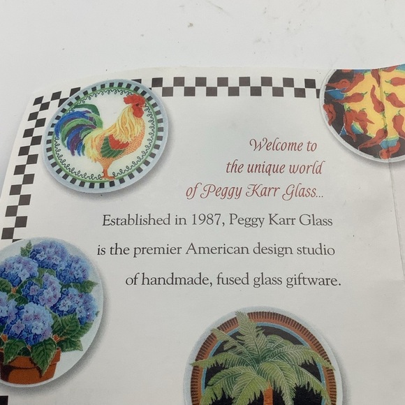 Peggy Karr Hand Fused Glass Bowl Featuring Blue Irises - Picture 12 of 13